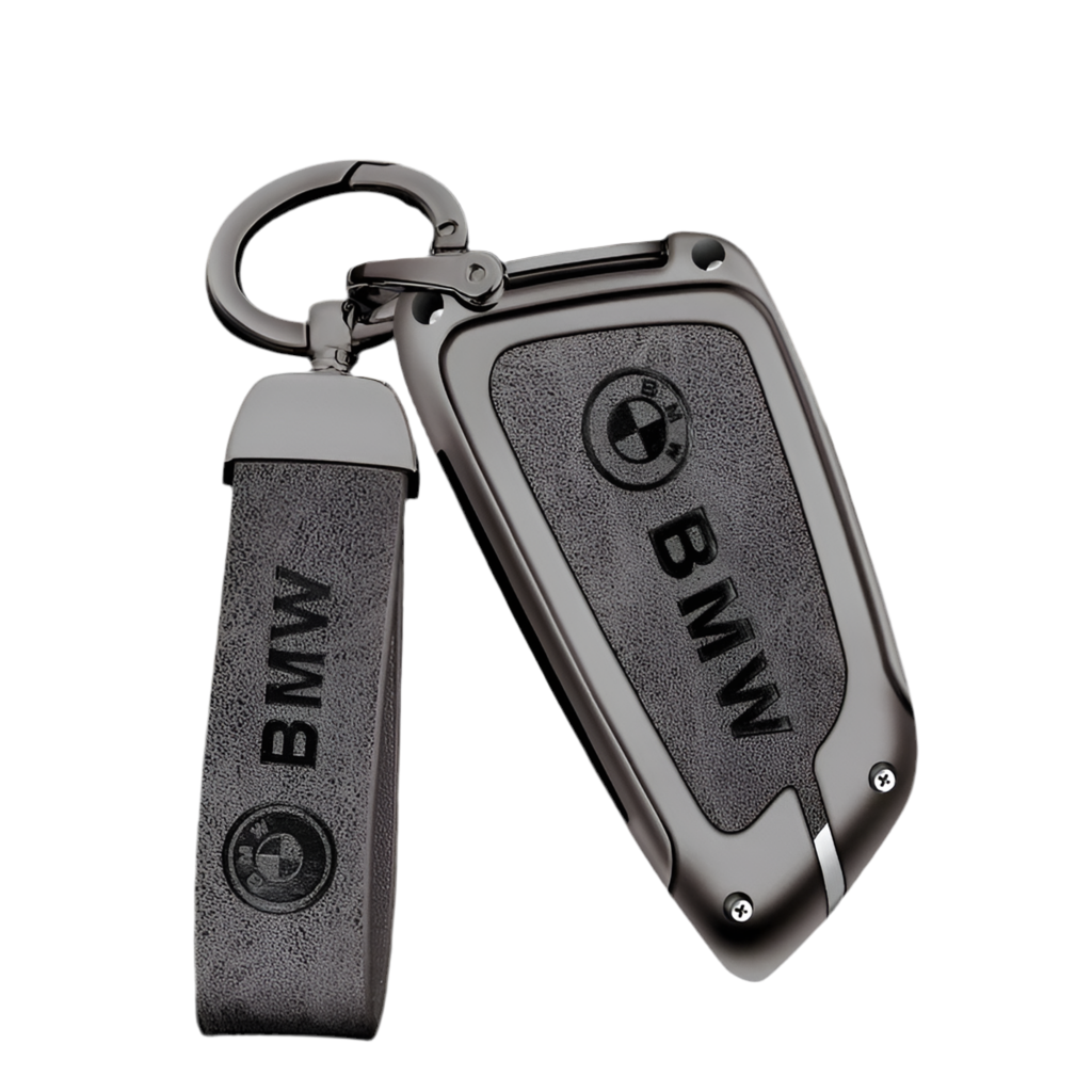 Funda de cuero de metal para llave de coche con llavero de cuero para BMW Serie 1-7 y Serie X (F20, G20, G30, G05, G11, F15, F16, G01, G02, F48, etc.)