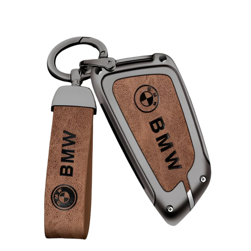 Funda de cuero de metal para llave de coche con llavero de cuero para BMW Serie 1-7 y Serie X (F20, G20, G30, G05, G11, F15, F16, G01, G02, F48, etc.)