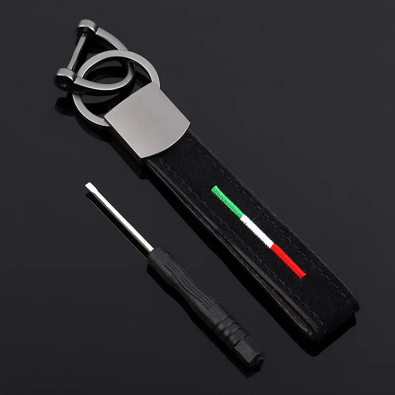 Llavero minimalista de alcantera tricolor