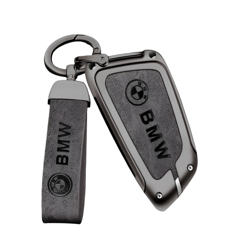 Funda de cuero de metal para llave de coche con llavero de cuero para BMW Serie 1-7 y Serie X (F20, G20, G30, G05, G11, F15, F16, G01, G02, F48, etc.)