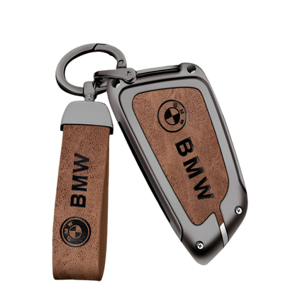 Funda de cuero de metal para llave de coche con llavero de cuero para BMW Serie 1-7 y Serie X (F20, G20, G30, G05, G11, F15, F16, G01, G02, F48, etc.)