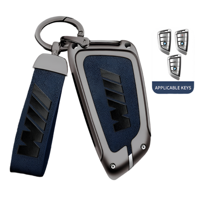 Funda de cuero de metal para llave de coche con llavero de cuero para BMW Serie 1-7 y Serie X (F20, G20, G30, G05, G11, F15, F16, G01, G02, F48, etc.)