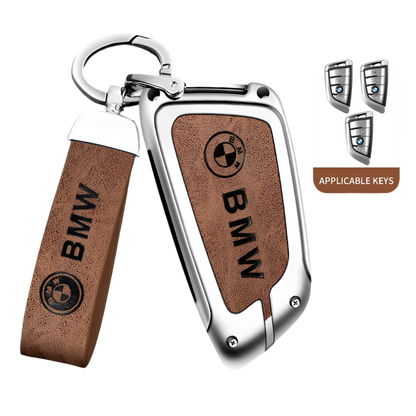 Funda de cuero de metal para llave de coche con llavero de cuero para BMW Serie 1-7 y Serie X (F20, G20, G30, G05, G11, F15, F16, G01, G02, F48, etc.)