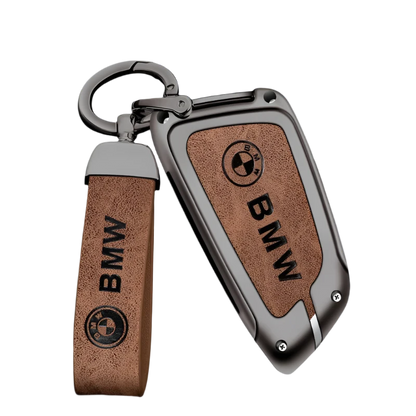Funda de cuero de metal para llave de coche con llavero de cuero para BMW Serie 1-7 y Serie X (F20, G20, G30, G05, G11, F15, F16, G01, G02, F48, etc.)