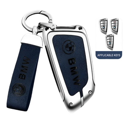Funda de cuero de metal para llave de coche con llavero de cuero para BMW Serie 1-7 y Serie X (F20, G20, G30, G05, G11, F15, F16, G01, G02, F48, etc.)