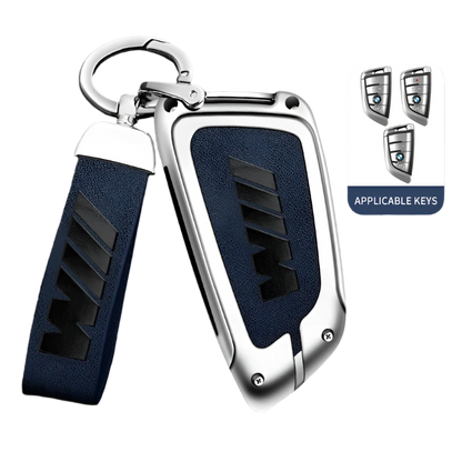 Funda de cuero de metal para llave de coche con llavero de cuero para BMW Serie 1-7 y Serie X (F20, G20, G30, G05, G11, F15, F16, G01, G02, F48, etc.)