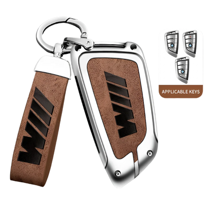Funda de cuero de metal para llave de coche con llavero de cuero para BMW Serie 1-7 y Serie X (F20, G20, G30, G05, G11, F15, F16, G01, G02, F48, etc.)