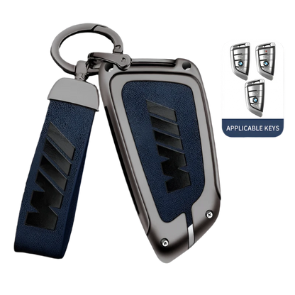 Funda de cuero de metal para llave de coche con llavero de cuero para BMW Serie 1-7 y Serie X (F20, G20, G30, G05, G11, F15, F16, G01, G02, F48, etc.)