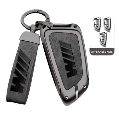 Funda de cuero de metal para llave de coche con llavero de cuero para BMW Serie 1-7 y Serie X (F20, G20, G30, G05, G11, F15, F16, G01, G02, F48, etc.)