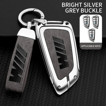 Funda de cuero de metal para llave de coche con llavero de cuero para BMW Serie 1-7 y Serie X (F20, G20, G30, G05, G11, F15, F16, G01, G02, F48, etc.)
