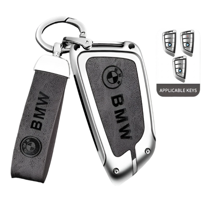 Funda de cuero de metal para llave de coche con llavero de cuero para BMW Serie 1-7 y Serie X (F20, G20, G30, G05, G11, F15, F16, G01, G02, F48, etc.)