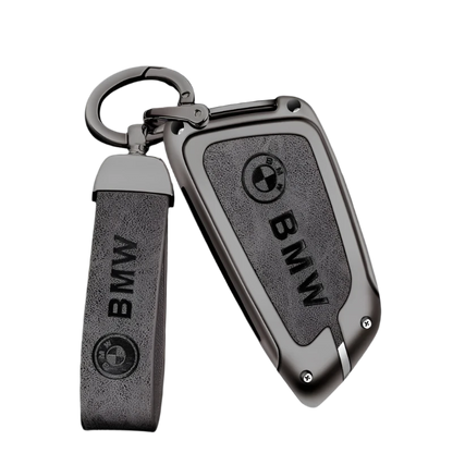 Funda de cuero de metal para llave de coche con llavero de cuero para BMW Serie 1-7 y Serie X (F20, G20, G30, G05, G11, F15, F16, G01, G02, F48, etc.)