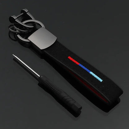 Llavero minimalista de alcantera tricolor