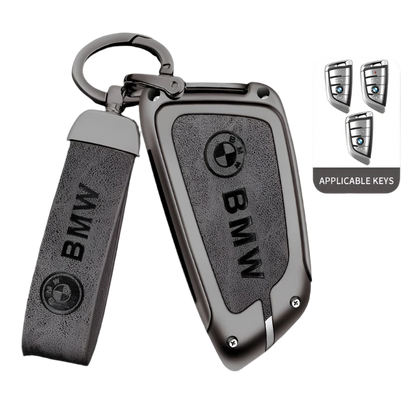 Funda de cuero de metal para llave de coche con llavero de cuero para BMW Serie 1-7 y Serie X (F20, G20, G30, G05, G11, F15, F16, G01, G02, F48, etc.)